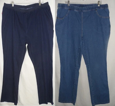 Pantalón de mezclilla elástico azul gris medio talla grande 3X 22 24 W cintura elástica Foto 1 de 2