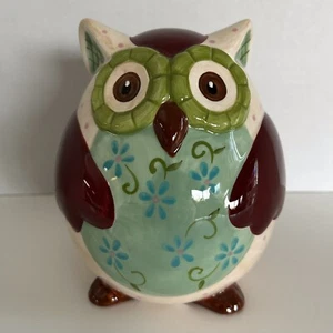 Pier 1 Ollie The Owl Bank lunares de 7 pulgadas de alto con porcelana floral para vientre - Imagen 1 de 10