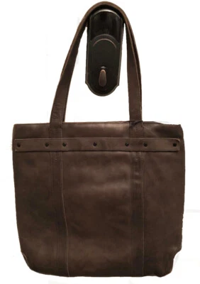 AllSaints Distressed Leather Storm Tote Brown cow Unisex Tote bag - Image 1 of 4
