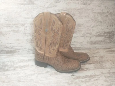 Botas de cowgirl ocidentais femininas Tony Lama couro marrom biqueira quadrada RR 2115L tamanho 6.5 - Imagem 1 de 4