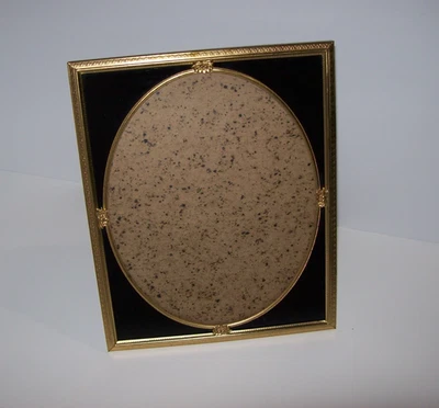 Vintage Reverse Painted Black Glass Oval Picture Frame, French Art Nouveau Brass - Image 1 of 4