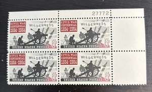 5 Cent Stamp. SCOTT #1181  CIVIL WAR BATTLE OF WILDERNESS. Block of 4. MNH  1964 - Picture 1 of 4