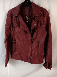 Max Studio Womens Faux Leather Jacket Mahogany M - Picture 1 of 14