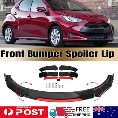 For Toyota Yaris 2004-23 Gloss Black +Red Front Bumper Lip Splitter Spoiler AUS - image 1 of 4
