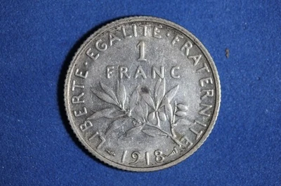 Moeda de prata 1918 França 1 franco #M23842 - Imagem 1 de 2