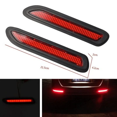 Car Rear Bumper Drving Braking lighting Red LED Reflectors Warning Tail Lamps Foto 1 de 4
