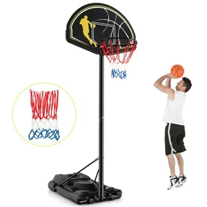 Portable 4.25-10FT Adjustable Basketball Goal Hoop System w/2 Nets Fillable Base - Picture 1 of 8