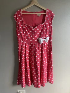 Vestido Lindy Bop Retro 2XL Elegante Rosa Coral Blanco Cisne 50’ Sweetheart Barbie - Imagen 1 de 8
