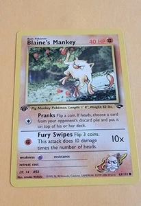 Blaine's Mankey (1ª Edizione) - Pokemon TCG Sfida Palestra 63/132 - Foto 1 di 2