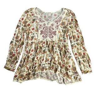 Sundance Long Sleeve Floral Peasant Top Size Medium - Picture 1 of 12