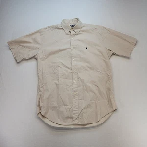 Polo Ralph Lauren Shirt Mens Medium Beige Blake Button Down Short Sleeve - Picture 1 of 8