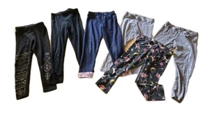 Lot Of 7 Leggings Girls Size 6 6/6X 6 Pairs Of Bottoms Pants 7pc Bundle Elastic - Picture 1 of 24