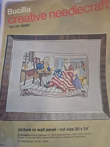 Bucilla Creative Needlecraft Crewel Kit "Betsy Ross" e la bandiera americana #2051 - Foto 1 di 5