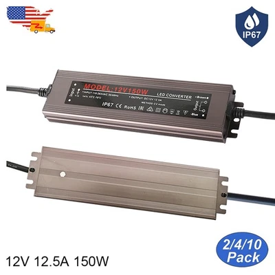 Outdoor LED power supply 12.5A 12V 150W IP67 Waterproof AC 100-220V Adapter - Image 1 of 4