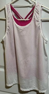 Ideology Sleeveless Double Layer Mesh Tank Top White Pink Size Large - Picture 1 of 4