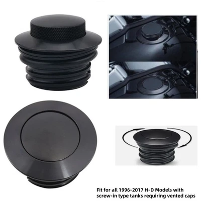 NUEVO Tapa de llenado de combustible de montaje empotrado ventilada negra para Harley 🔥 Foto 1 de 4