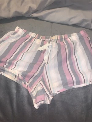 Pantalones Cortos Pijama Victoria's Secret ROSA Mezcla Algodón Rosa/Blanco Rayas Talla S Foto 1 de 4
