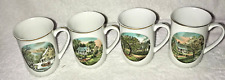Vintage Currier & Ives Four Seasons Collector Coffee Cups Set Lot 4 All Seasons