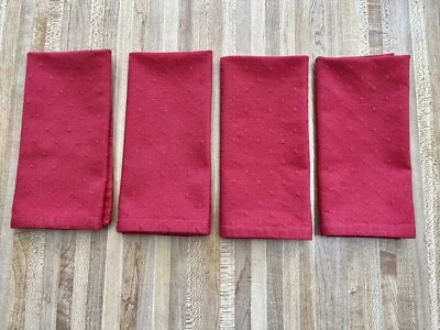 Textured Fabric Table Napkins Set of 4 Fall Orange Chili Red 18”sq Now Designs - Image 1 of 4
