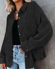 Ladies Oversized Corduroy Buttons Jacket Coats Casual Baggy Shirts Tops Shackets