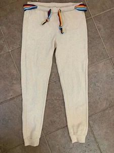 Vintage Havana M Oatmeal Rainbow Drawstring Soft Fleece Sweatpants Joggers B7490 - Picture 1 of 8