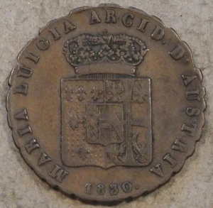 Italy Parma 1830 Five Centesimo Better Grade Beginning of a Gear? Unusual Reedin - Picture 1 of 2