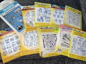 Lot of 9 Aunt Martha's Hot Iron Transfers for Embroidery & Crafts + 1 Simplicity - Picture 1 of 10