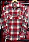 Torque Motorcycle Co Button Up Flannel Shirt Mens S Red Gray Black Plaid Pockets