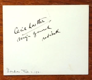 B.E.F. Military Secretary Henry Cecil Lowther (1869-1940) Signed Inscribed Card - Picture 1 of 2