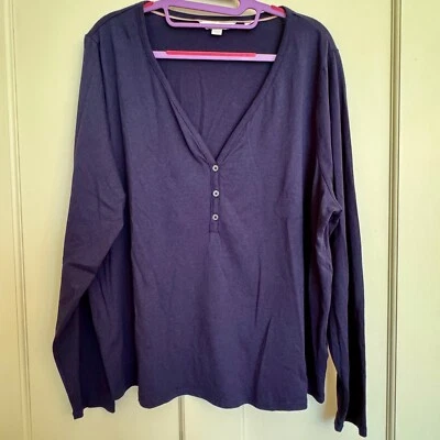 Top Pijama Manga Larga BODEN Emma Azul Marino Algodón Modal EE. UU. TALLA 20/22 Foto 1 de 4