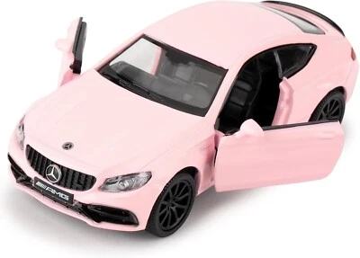 Pull Back Toy Car Model Benz C63 S AMG 1:36 Car Doors Open Kids 3+ Toy, Pink - Image 1 of 4