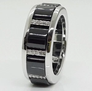 Anello Argento 925 H-SI3 Diamante Ceramica Comfort Fit .25ct Taglia 6 - Foto 1 di 6