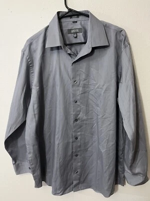 Kenneth Cole Reaction Mens Wrinkle Free Regular Fit LS Gray Shirt XL 17 32/33 - Image 1 of 4