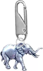 Dije de elefante A20 en un broche de presión plateado tiradores de cremallera desmontables para bolsas, abrigos - Imagen 1 de 4