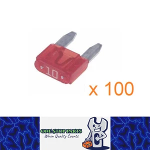 100 x 10amp Mini Blade Red Fuses Red Mini Wedge Fuse 100pc Pack Aus Supplier - Picture 1 of 1