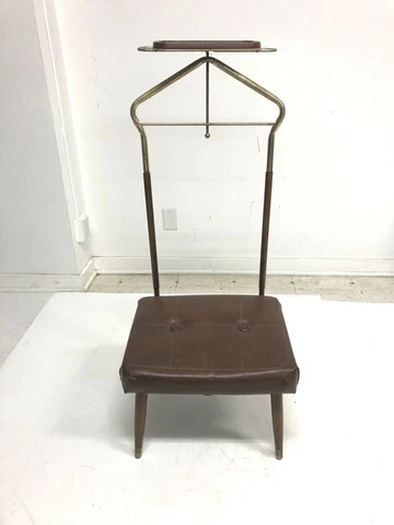 Vintage VALET BUTLER CHAIR wardrobe brown vinyl wood mid century modern retro 60 Cover
