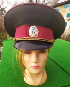 Old Ukrainian Police Officer round CAP hat with visor Ukraine Army size 57 - 90s - Picture 1 of 9