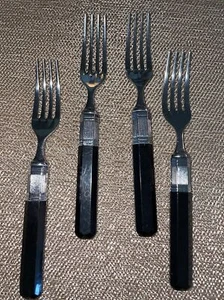 Mikasa Prisma Ebony Black & Silver Handles Set Of 4 Salad Forks - Picture 1 of 4