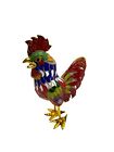 Cloisonne Metal Tin Multicolor Rooster Chicken Figurine 5"