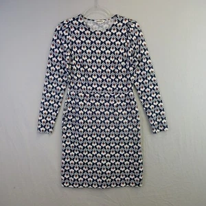 Boden Dress Size 10 Navy Blue Floral Knee Length Jersey Stretch Pockets - Picture 1 of 6