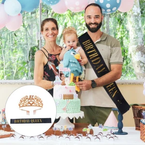 2pcs/set Birthday Party Sash Tiara Birthday Party Supplies Women Birthday Sash - Picture 1 of 12