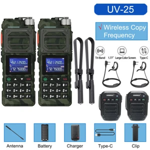 US 2X BAOFENG UV25 Walkie Talkie Long Range Tri-power Two Way Radio+48Ant+BT Mic - Picture 1 of 21