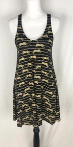 Abito H&M nero oro stampa animalier vestito XS sexy bellissimo vestito schiena incrociata - Foto 1 di 6