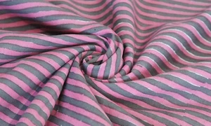 New 2.5 YD Cotton Hand Block Striped Print Running Fabric Dress making Fabric - Picture 1 of 10