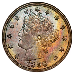 1896 5C Liberty Nickel ANACS AU58 Old Holder - Picture 1 of 3