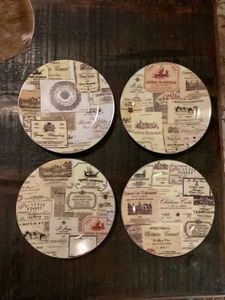 Wine Cellar I. Godinger & Co Chateau Wine Dessert/Cheese Plates set of 4 Nice! - Picture 1 of 8