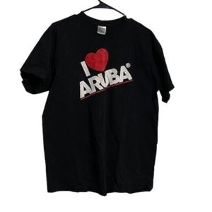 I Heart Aruba schwarz kurzärmlig Souvenir Reise Grafik T-Shirt - Bild 1 von 4