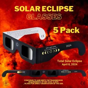 SALE!! 5 Pack NEW 2024 Solar Eclipse Glasses -US SELLER- ISO & CE CERTIFIED SAFE