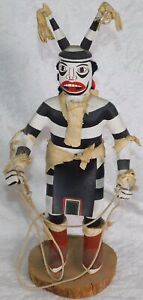 Vintage Native American Hopi Clown Ben Smith Wood Carved Kachina Doll 12"