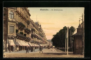 Wiesbaden, Blick über dire Wilhelmstrasse, Ansichtskarte 1908  - Picture 1 of 2